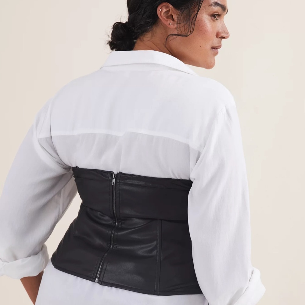 Anthropologie Black Faux Leather Corset - Picture 9 of 9